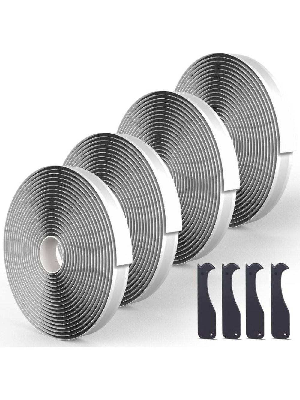 Versatile Butyl Seal Putty Tape - Black, 1/8" x 3/4" x 30 ft, 4-Pack for Sealing